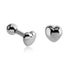 Tiny Heart Stainless Cartilage Barbell Cartilage 16g - 1/4" long (6mm) Stainless Steel