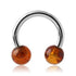 14g Amber Stainless Circular Barbell Circular Barbells 14g - 5/16" diameter (8mm) - 5mm balls Amber