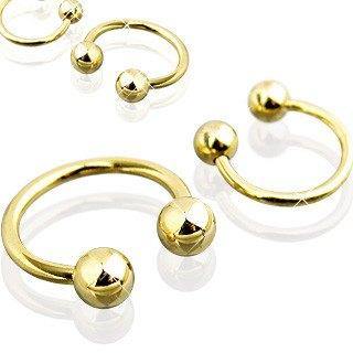 18g Gold Circular Barbell Circular Barbells 18 gauge - 5/16" diameter - 3mm balls Gold