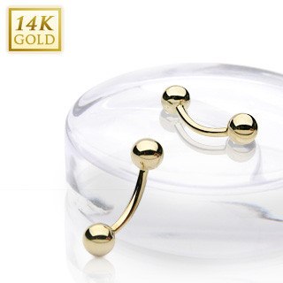 14g Yellow 14k Gold Curved Barbell Curved Barbells  