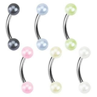 16g Pearl Curved Barbell Curved Barbells 16g - 5/16" long (8mm) Hematite