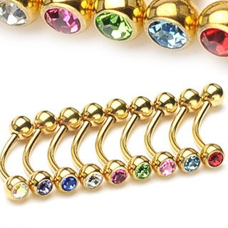 16g Gold CZ Curved Barbell Curved Barbells  