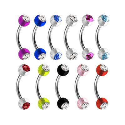 16g Acrylic CZ Curved Barbell Curved Barbells 16g - 5/16