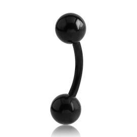 14g Black Curved Barbell Curved Barbells 14g - 1/4" long (6mm) - 4mm balls Black