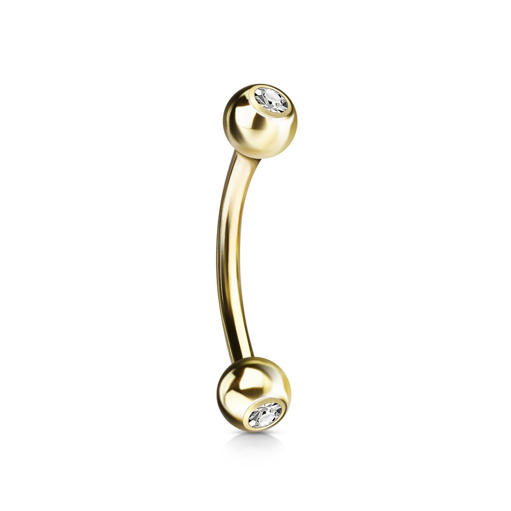 16g Yellow 14k Gold CZ Curved Barbell Curved Barbells  