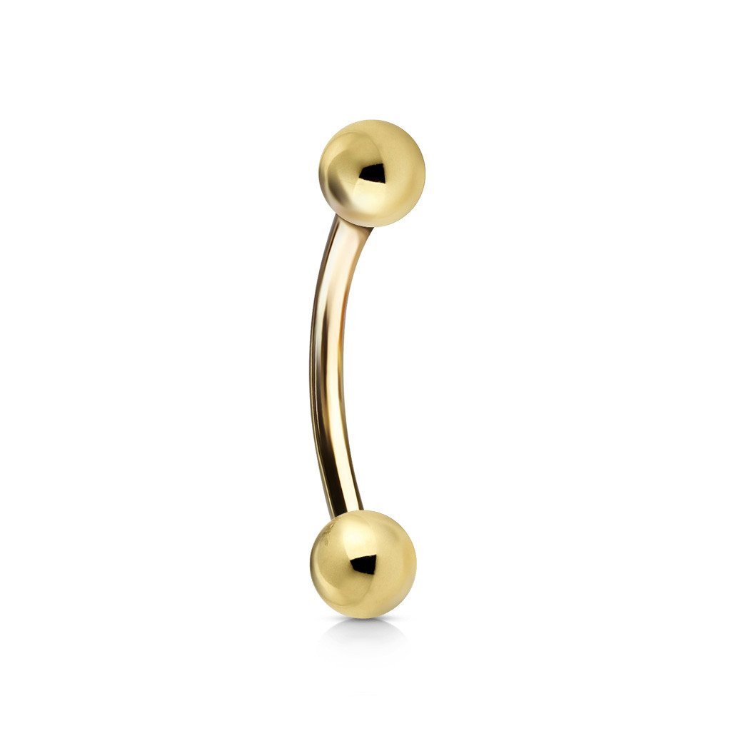14g Yellow 14k Gold Curved Barbell Curved Barbells 14g - 1/4