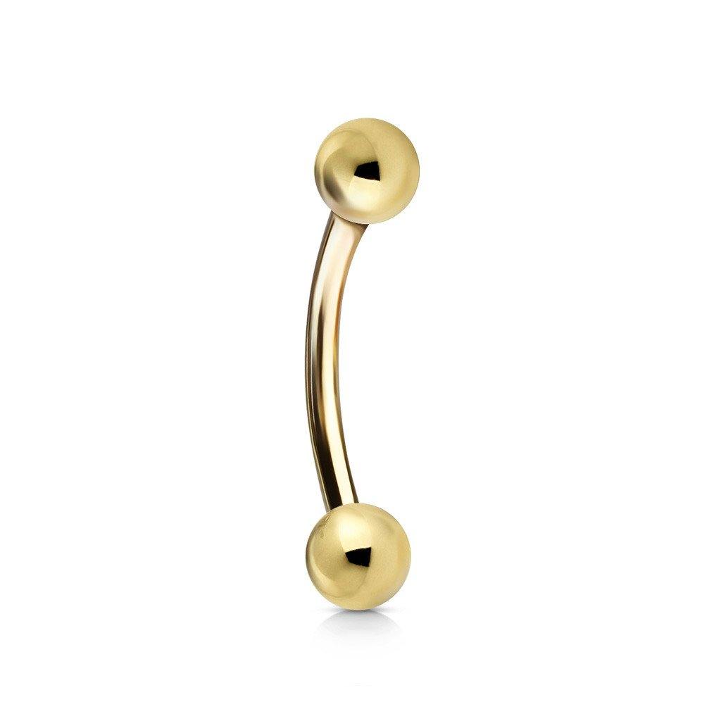 16g Yellow 14k Gold Curved Barbell Curved Barbells 16g - 1/4