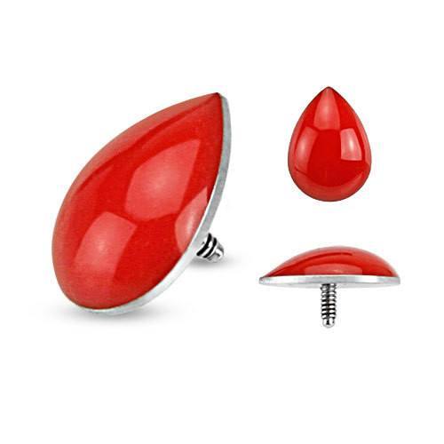 14g Red Teardrop Stainless End Replacement Parts 14g - 5x7mm teardrop Red