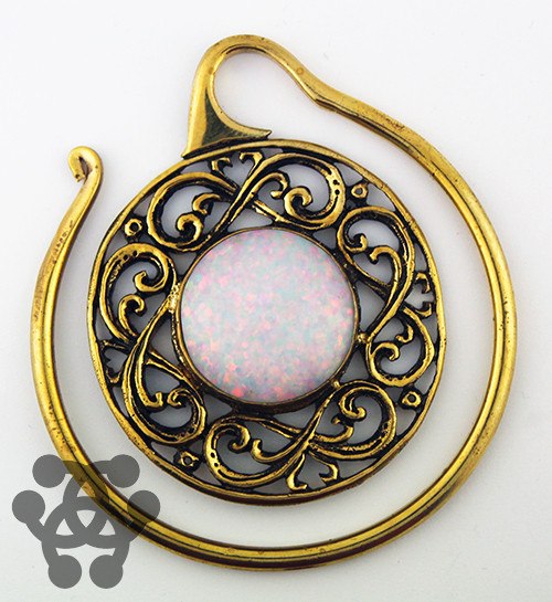 White Opal Celtic Hoops by Oracle Body Jewelry Ear Weights  