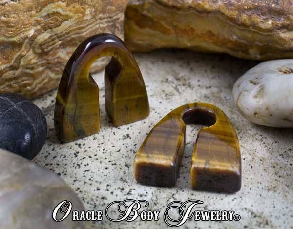 Yellow Tiger Eye Pyramids by Oracle Body Jewelry Ear Weights 9/16 inch (14mm) Yellow Tiger Eye
