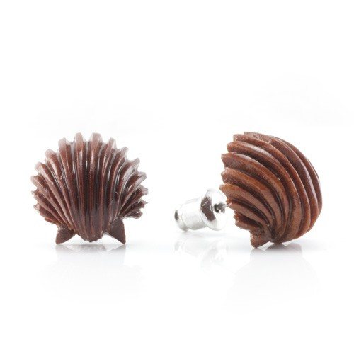 Ariel's Shell Stud Earrings by Urban Star Organics Earrings 20 gauge Sabo Wood