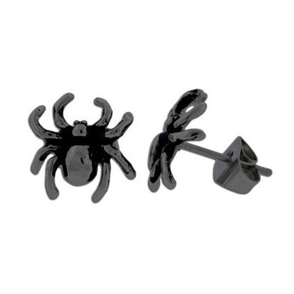 Spider Black Stud Earrings Earrings 20 gauge Black