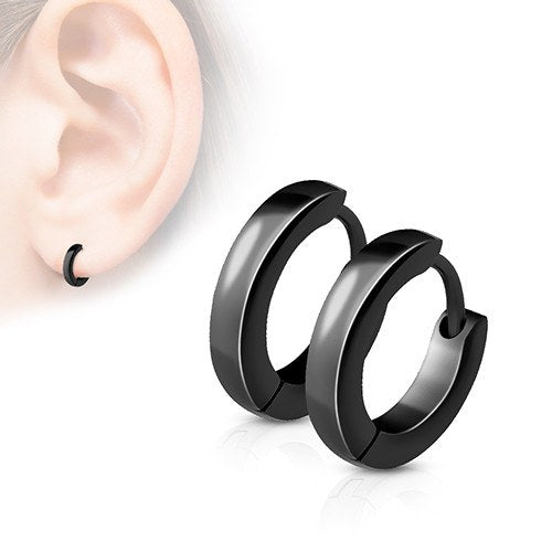 Black Small Hinged Hoop Earrings Earrings 20 gauge Black
