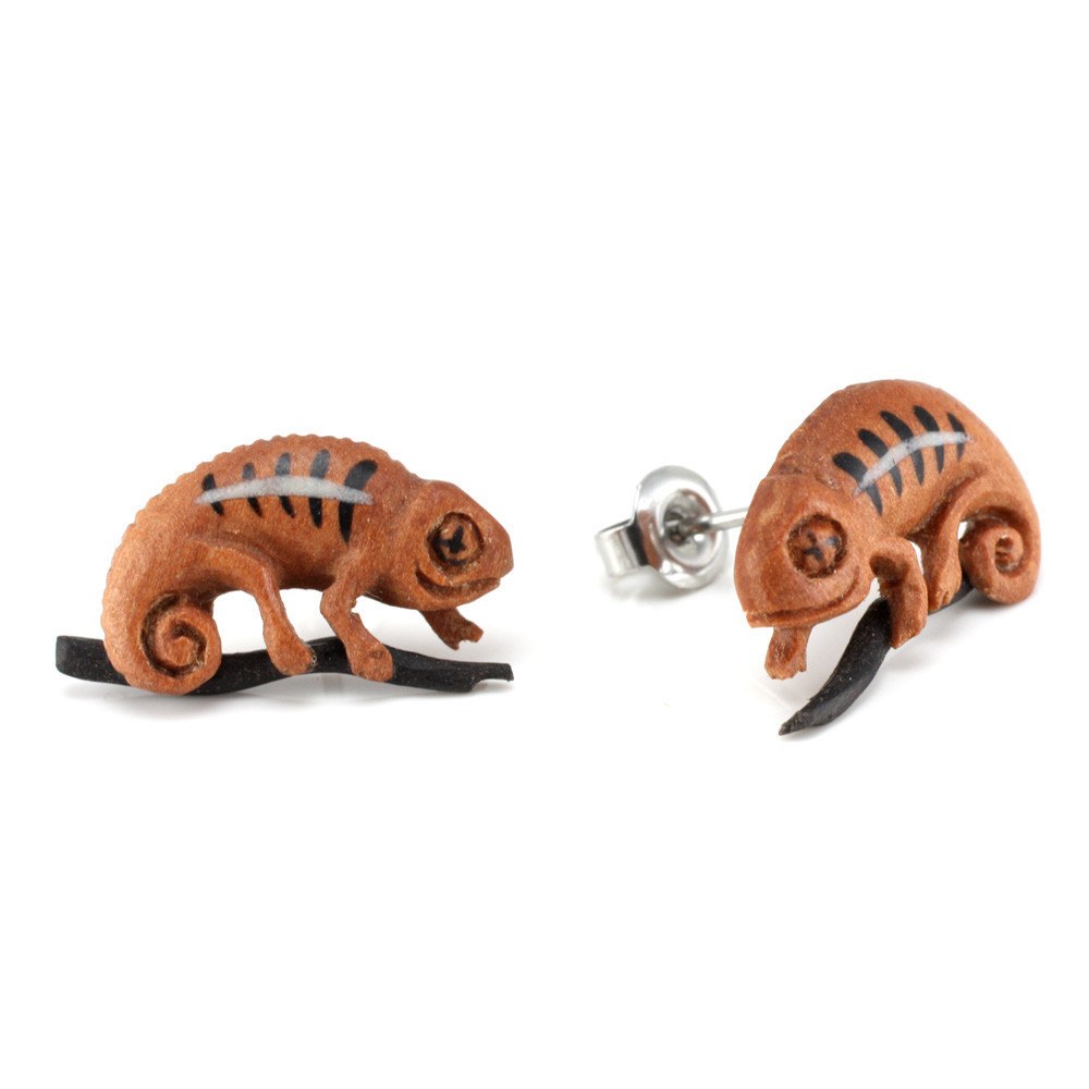 Chameleon Stud Earrings by Urban Star Organics Earrings 20 gauge Sabo Wood