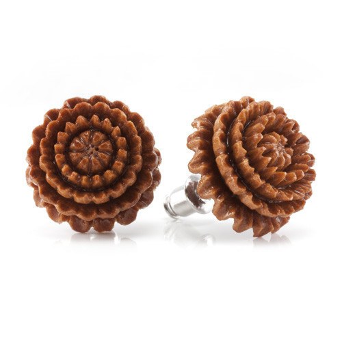 Chrysanthemum Stud Earrings by Urban Star Organics Earrings 20 gauge Sabo Wood