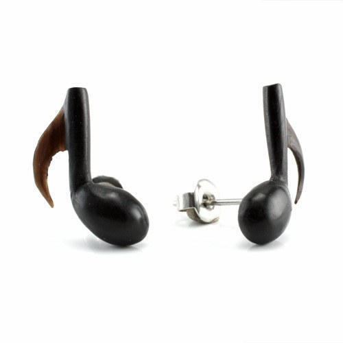 Eighth Note Stud Earrings by Urban Star Organics Earrings 20 gauge Black Horn
