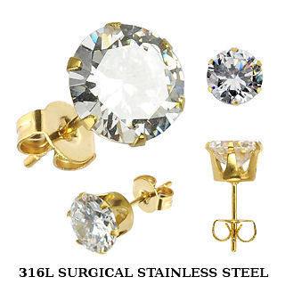 CZ Gold Stud Earrings Earrings  