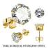 Gold Plated Stainless Studs w/ Clear CZ Rounds