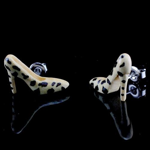 Leopard Shoes Stud Earrings by Urban Star Organics Earrings 20 gauge Sabo Wood