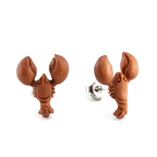 Lobster Stud Earrings by Urban Star Organics Earrings 20 gauge Sabo Wood
