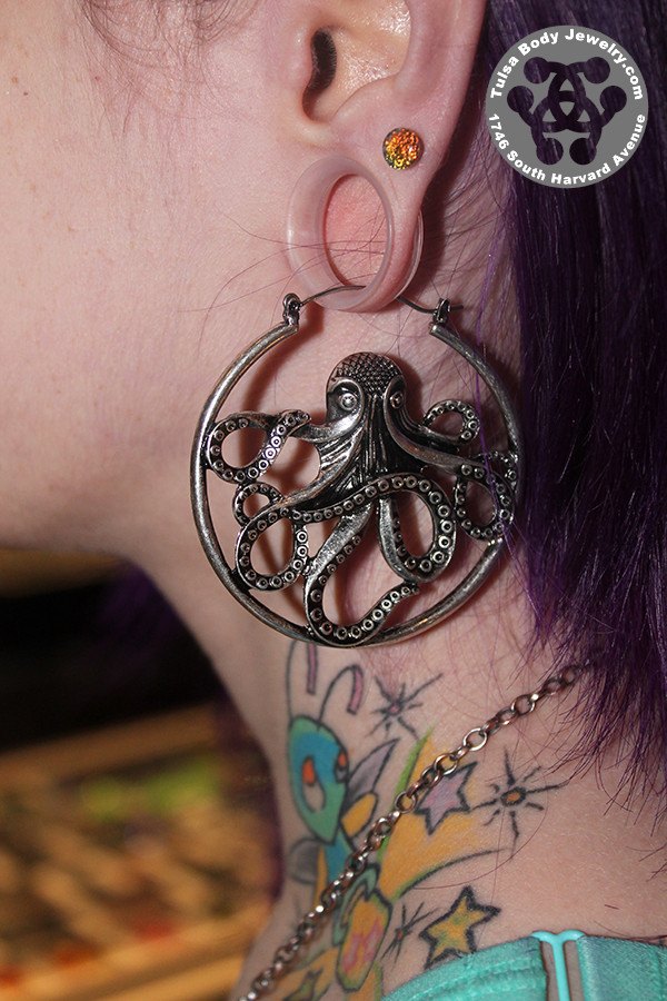 Octopus Tunnel Hoops Earrings  
