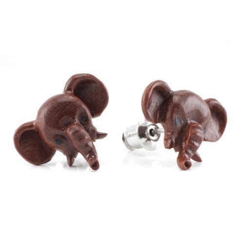 Pet Elephant Stud Earrings by Urban Star Organics Earrings 20 gauge Sabo Wood