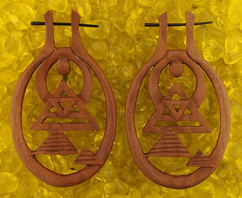 Pharaoh's Sun Stirrup Earrings by Urban Star Organics Earrings 16/14 gauge Sabo Wood