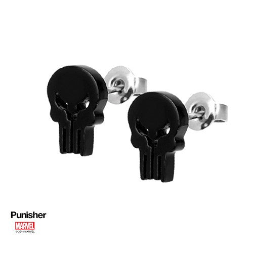 Punisher Stud Earrings Earrings 18 gauge Black