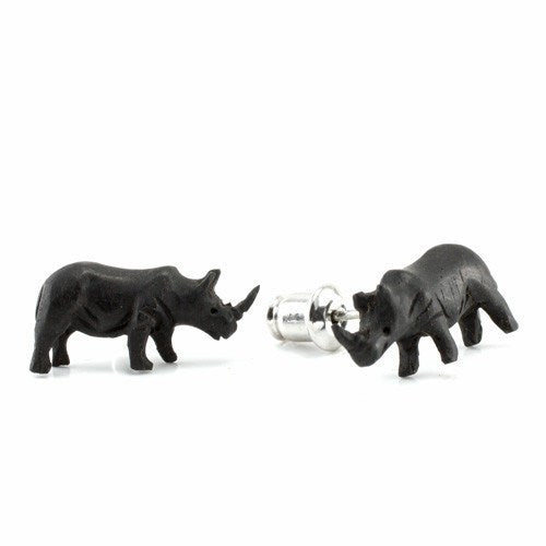 Rhino Stud Earrings by Urban Star Organics Earrings 20 gauge Arang Wood