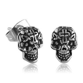 Cross Skull Stainless Stud Earrings Earrings 22 gauge Stainless Steel