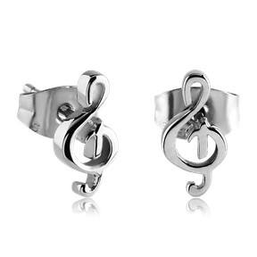 Treble Clef Stainless Stud Earrings Earrings 20 gauge Stainless Steel