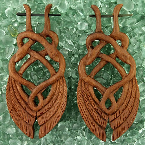 Swan Stirrup Earrings by Urban Star Organics Earrings 16/14 gauge Sabo Wood