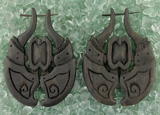 Viking Shield Stirrup Earrings by Urban Star Organics Earrings 16/14 gauge Arang Wood