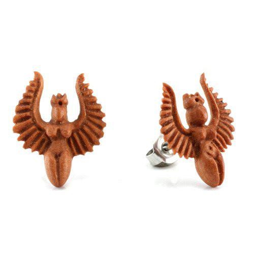 Winged Goddess Stud Earrings by Urban Star Organics Earrings 20 gauge Sabo Wood