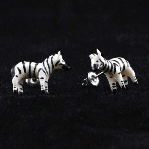 Zebra Stud Earrings by Urban Star Organics Earrings 20 gauge Bone
