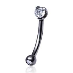 Eyebrow Barbell w/ Prong-set 2.5mm Gems | Tulsa Body Jewelry