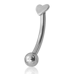 Tiny Heart Stainless Eyebrow Barbell Eyebrow 16g - 5/16" long (8mm) Stainless Steel
