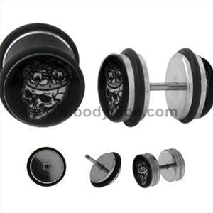 Skull King Fake Plugs Fake Plugs 18g - 5/16" long (8mm) Stainless Steel