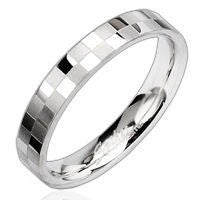 Stainless Checker Engraved Ring Finger Rings  