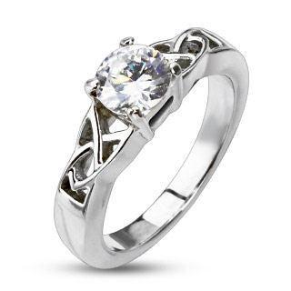 Stainless CZ Knotted Frame Ring Finger Rings  