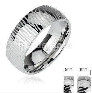Stainless Engraved Zebra Pattern Ring Finger Rings  