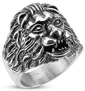 Stainless Grave Lion Ring Finger Rings Size 14 (22mm wide) Stainless Steel