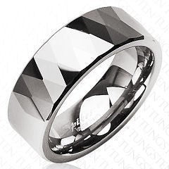 Tungsten Multi-Faceted Prism Ring Finger Rings  