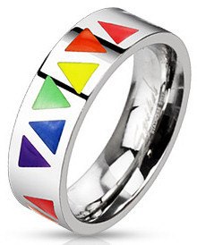 Stainless Rainbow Triangles Ring Finger Rings  