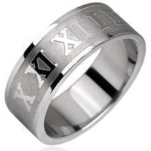 Stainless Roman Numerals Ring Finger Rings  