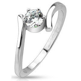 Swirl Wrapped CZ Solitaire Ring