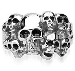 Stainless Ten Skull Stacked Ring Finger Rings  