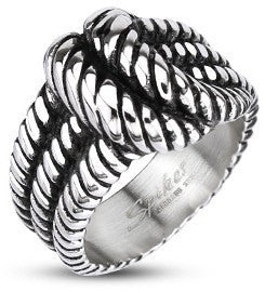 Stainless Triple Deux Rope Knot Ring Finger Rings  