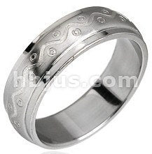 Stainless Wave & Dot Design Ring Finger Rings  