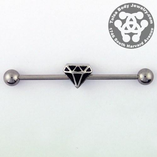 14g Black Diamond Industrial Barbell Industrials 14g - 1-3/8" long (35mm) Stainless Steel